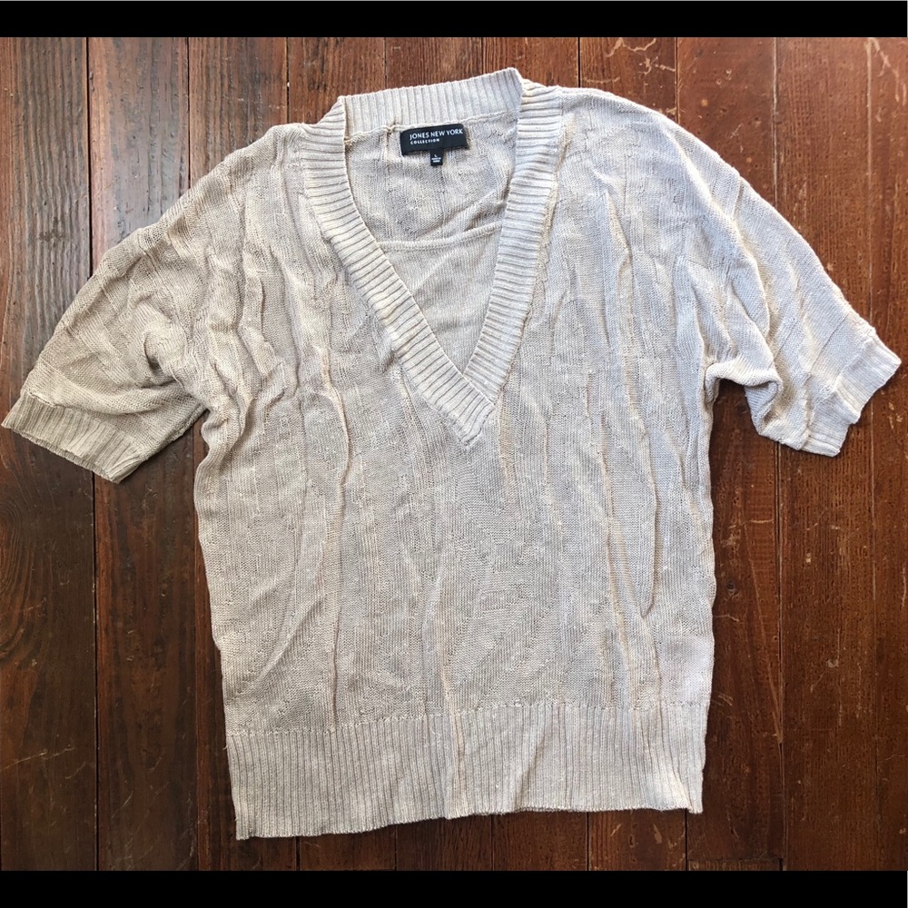 Jones New York Short Sleeved V Neck Sweater